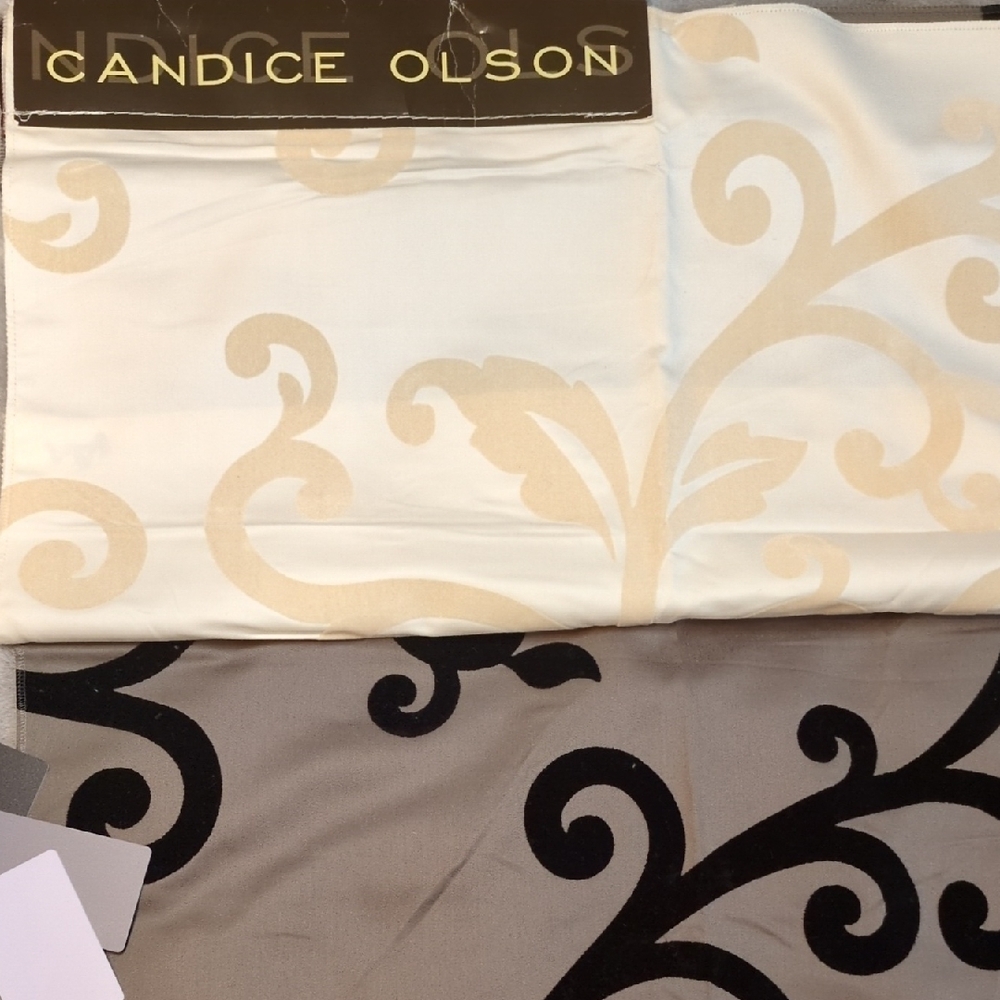 Cream, Taupe and Black Scroll Pattern Fabric Set